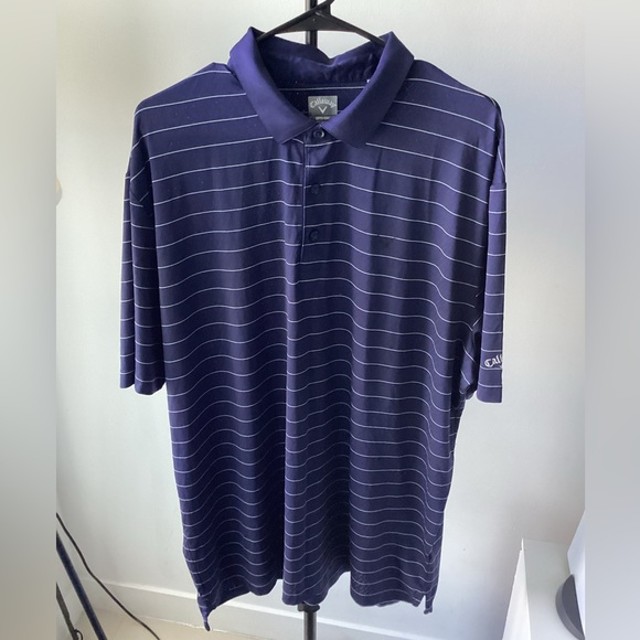 Callaway Navy Striped Polo Shirt Opti Dri - Picture 1 of 6